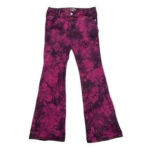 Art Class Girls Size 12 Stretch Jeans Flare Red Purple Tie Dye